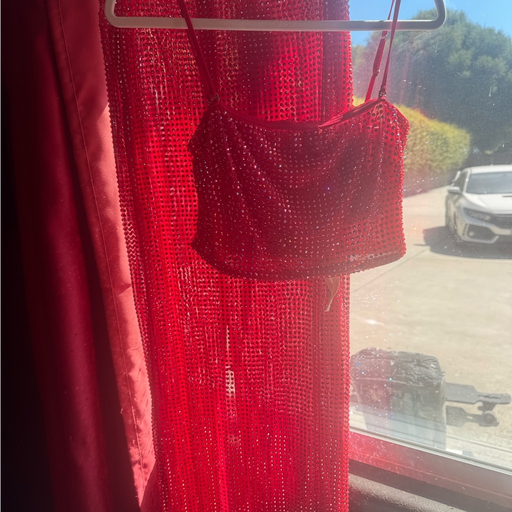 Oh Polly Fiery Red Sequin Set Size 6